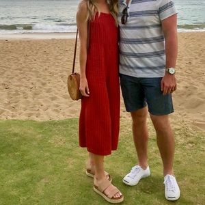 Stripe tie waist jumpsuit